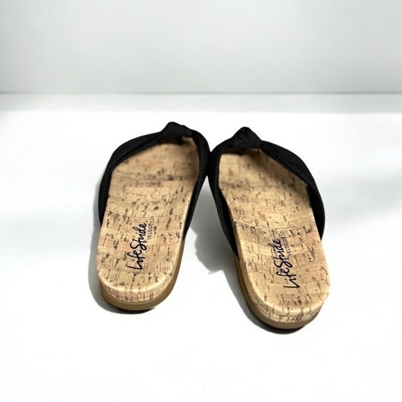 🌻NEW w/box Life Stride Velocity 2.0 Women's Happy Black Thong Sandals Size 10 - Picture 3 of 10
